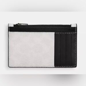 Coach black and white slim card case